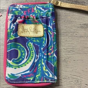 Lilly Pulitzer Blue and Pink Patterned Wristlet